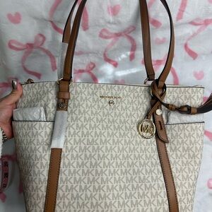 Michael Kors Tan and Cream Signature Tote